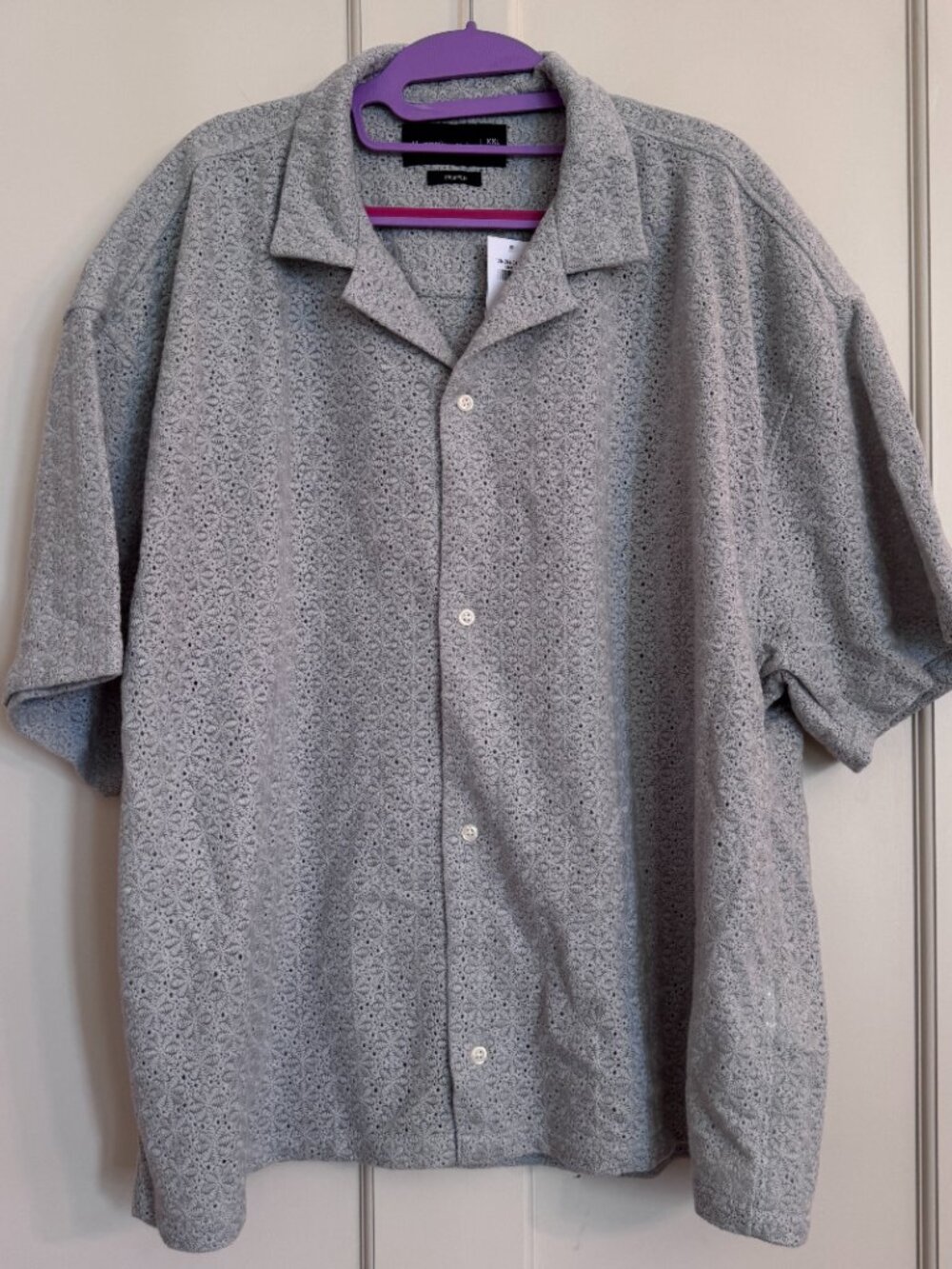 Abercrombie Fitch Mens Cropped Camp Collar Shirt Eyelet Lace Mint Green XXL NWT